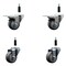 Service Caster 3'' Thermoplastic Rubber Swivel 7/8'' Expanding Stem Caster Set 2 Total Lock Brakes, 4PK SCC-EXTTL20S314-TPRB-2-S-2-78 - alternate 1